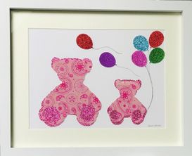 Cute paisley pink bears framed wall art
