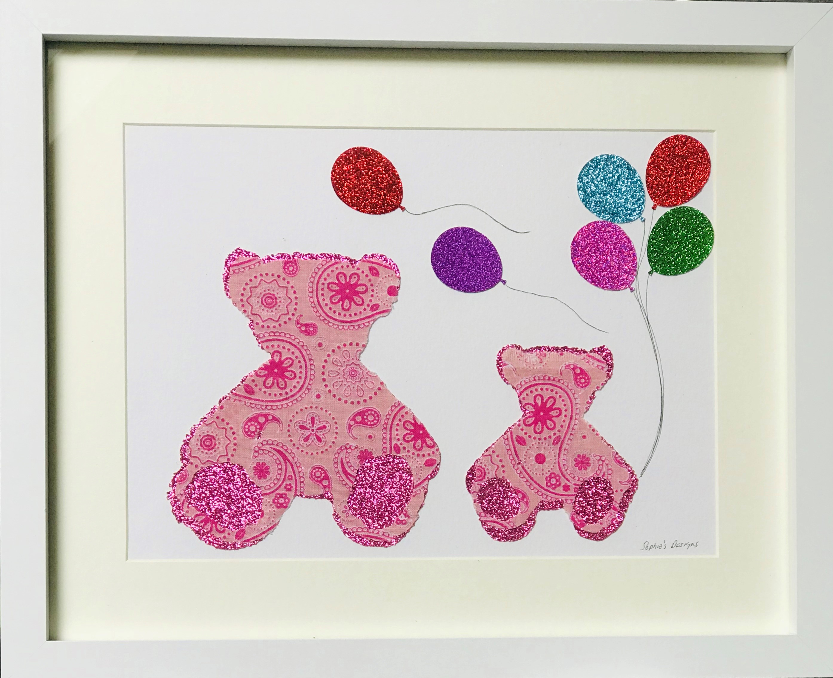 Cute paisley pink bears framed wall art