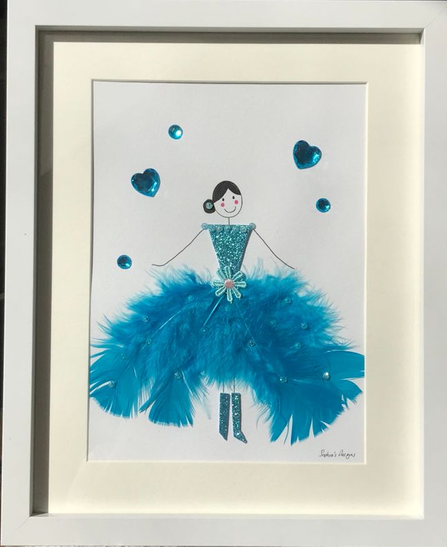 Turquoise blue ballerina with boots framed wall art
