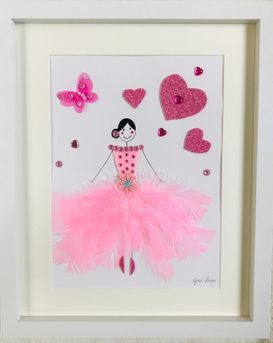 Beautiful Baby Pink Feather Ballerina framed wall art