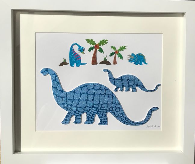 Blue tortoiseshell dinosaur framed wall art