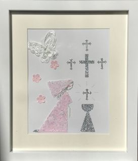 Pale pink holy communion picture framed wall art