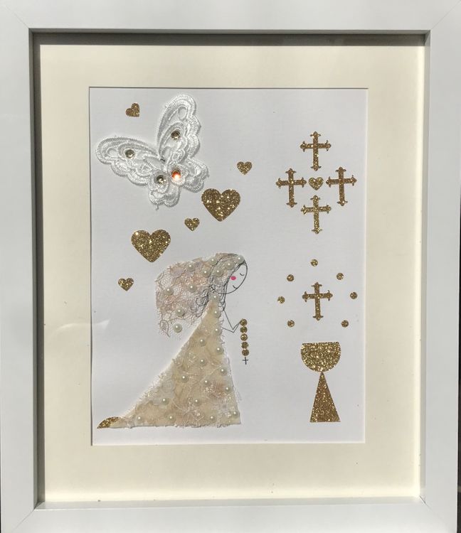 Cream girl holy communion picture framed wall art